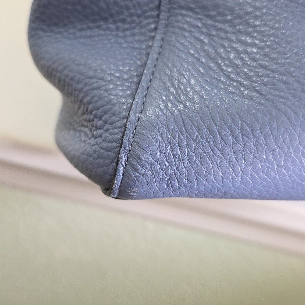 COACH C1566 Periwinkle Blue Pebbled Leather Marlie Tote Silver Chain Strap EUC - Picture 12 of 17